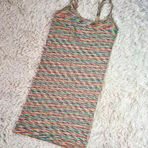 Seamless  Bodycon 90s Inspired‎ Rainbow Knit Summer Aesthetic Mini Cami Dress